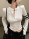 Niche, Simple and Unique Color-Blocked Long-Sleeve T-Shirt for Women, Early Autumn 2025 Fashion Trend, Stylish Design, Half-Open Collar Top ins