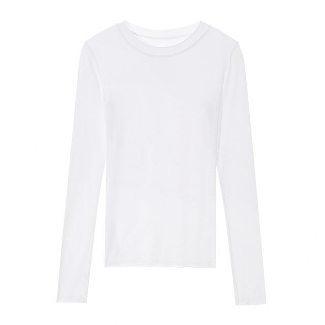 Casual White Round-Neck Modal Long-Sleeved Bottoming Shirt for Women in Autumn and Winter New Korean Style Slim Fit Elastic Top