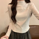 Chic Brushed Thickened Half-High Collar Long-Sleeved Bottoming Shirt for Women, New Autumn and Winter Design, Curved Hem Short Top