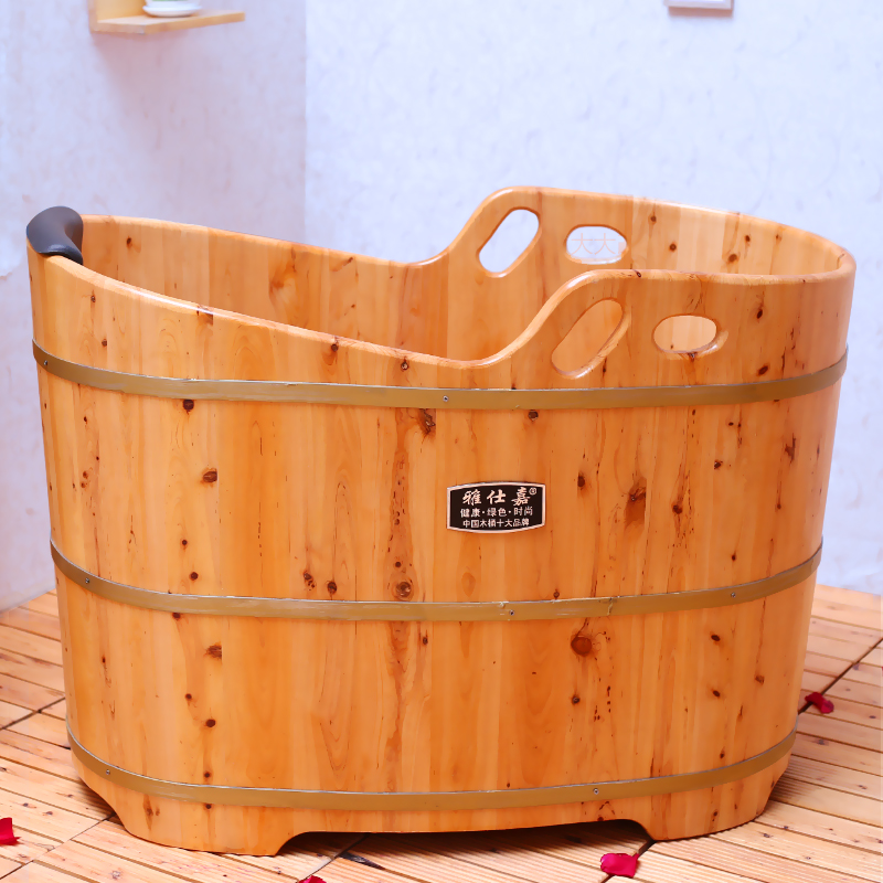 Yashijia wooden bucket Bath bucket Solid wood bath bath tub Wooden bath wooden bucket bathtub adult household wooden bucket