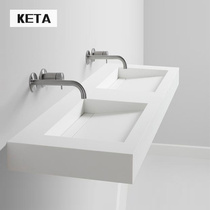 One-piece hanging wall invisible sewer double basin artificial stone wash basin washbasin toilet balcony household