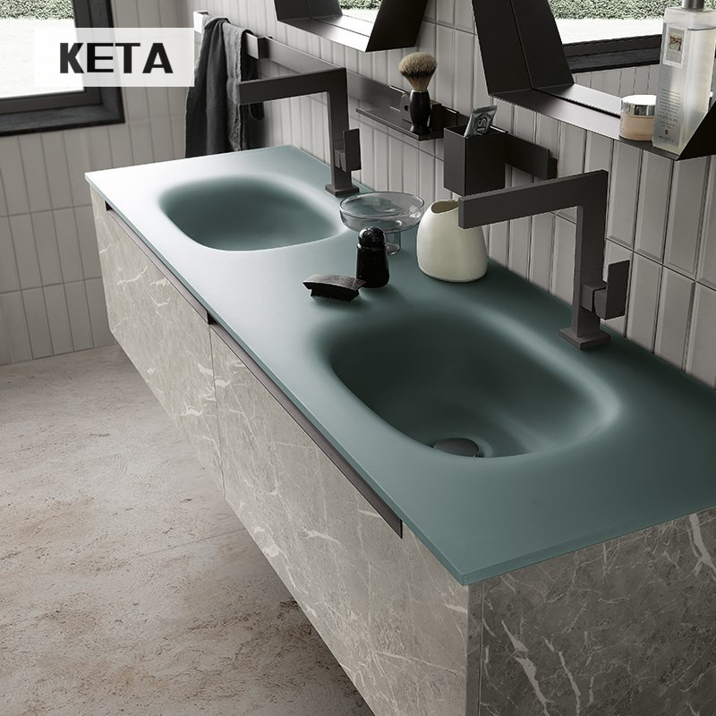 Lili resistant 1 m 4 1 m 5 1 m 6 Double trough washbasin double tap artificial stone integrated basin washbasin pool set to do