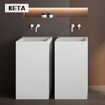 Pure White Rock board small apartment balcony outdoor washbasin wash table bathroom cabinet bathroom column basin customization