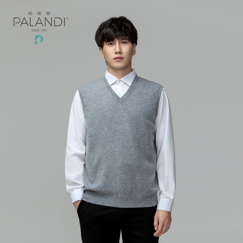 Paranti |   Cashmere Men's V-Neck Sleeveless Knitted Vest, Versatile and Warm Base Layer Vest 9619005.
