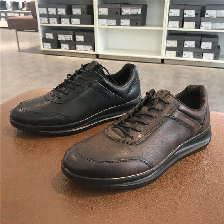 小董ECCO爱步休闲鞋舒适真皮系带商务运动鞋健步男鞋207124