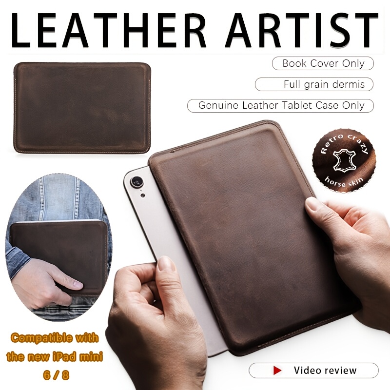 First-Layer Cowhide Vintage Crazy Horse Leather Tablet Case Genuine Leather 7.9/ 8.3inch iPad mini Protective Cover Vintage Crazy Horse Leather Lightweight Book Cover Durable Handmade Simple