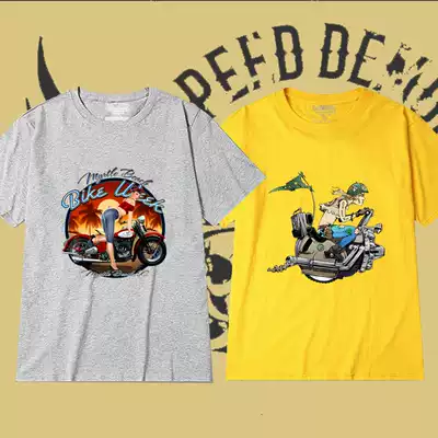 Hip-hop European and American locomotive punk rock round neck T-shirt Tide brand couples cotton short sleeve T-shirt top to customize