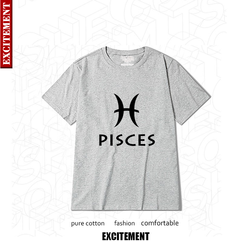 Twelve constellations short-sleeved men's T-shirt large Pisces Lycra round neck men's and women's bottoming shirt to map can be customized