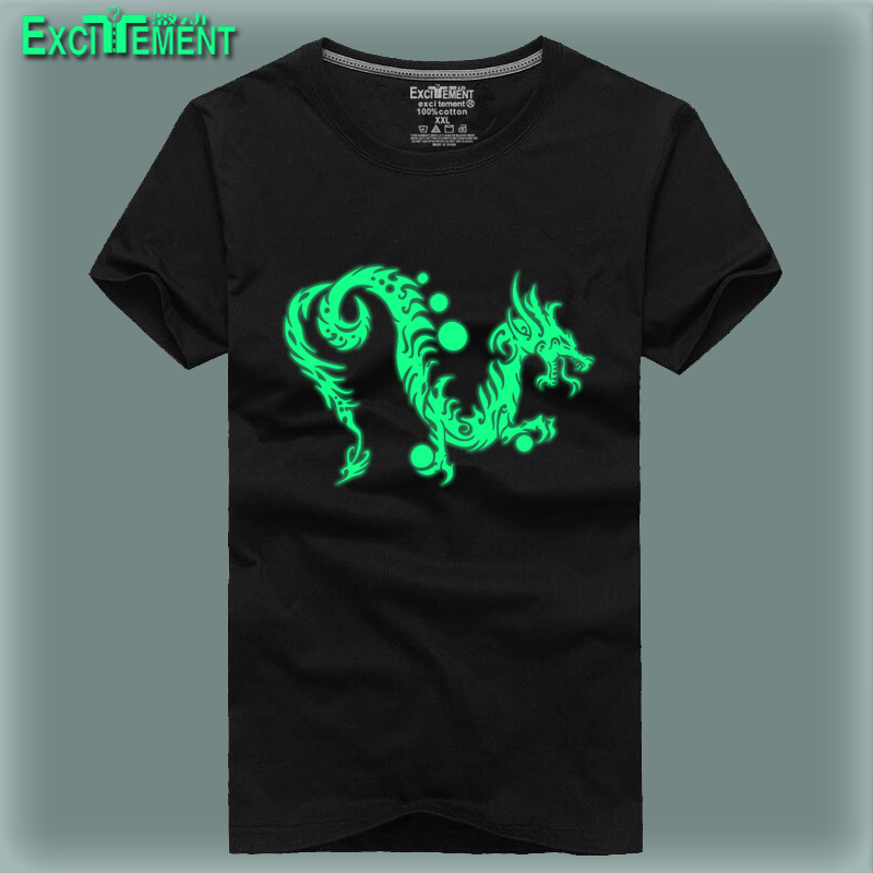 The loose short - sleeved male tide night dragon T - shirt fluorescent short - sleeved couple shirt with large numbers of luminous to draw customization