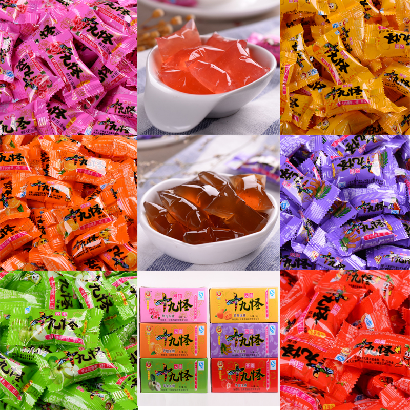 Old Dian brand Yunnan nineteen strange sour horn jelly flower jelly fruit flavor 5000g whole box jelly snack non-zhenzhong