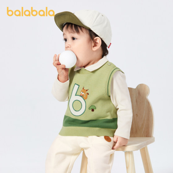 巴拉巴拉婴儿针织马甲秋装男童坎肩背心打底内搭洋气