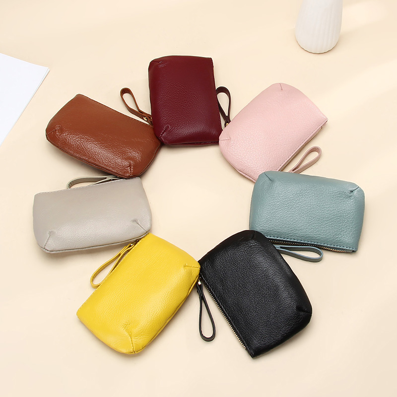 New Leather Small Wallet Female Key Case Soft Leather Coin Bag Candy Color Zipper Coin Purse Western Style Lipstick Bag