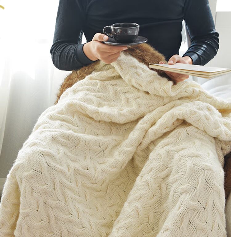 Mô hình Bắc Âu phòng trang trí chăn mùa đông dày ấm áp lớn cổ áo giường đuôi chăn sofa giải trí chăn chăn - Ném / Chăn mền tuyết nhung