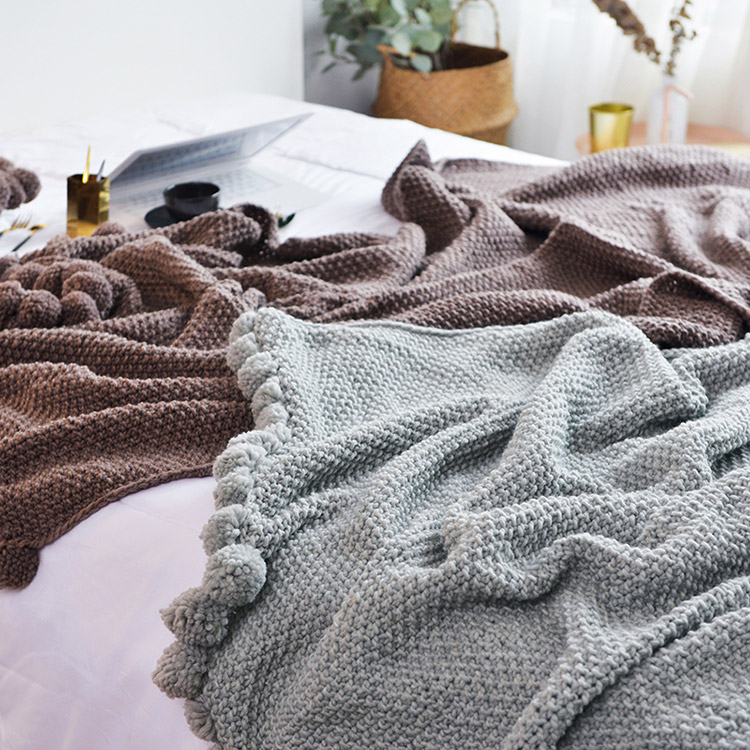 Bắc Âu thời trang trang trí bóng chăn dệt len ​​chăn giải trí sofa ins chăn đơn lười biếng đi chăn ngủ trưa - Ném / Chăn chăn nỉ văn phòng