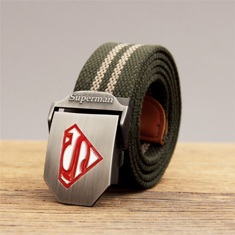 Teen Junior High School Students Military Training Belt Primary and Secondary School Students Fat Pants Belt Boy King Kong Superman Canvas Belt Kids