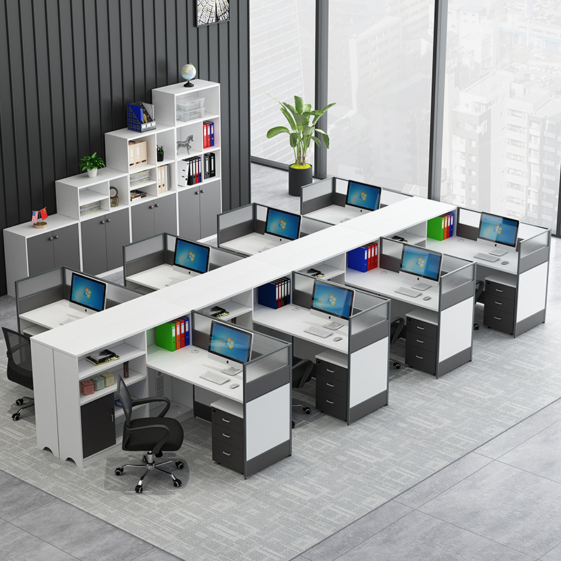 Office desk and chair combination screen segregation 8 people screen office staff card position station financial desk