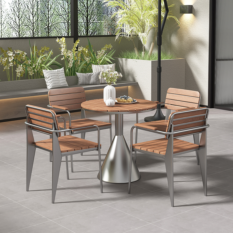 Sun Protection Outdoor Leisure Table and Chair Set, Music Bar Seating Area, Small Round Table, Restaurant Outdoor Dining Table