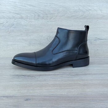 Foreign trade chelsea boots men's genuine leather mid-cut pointed toe