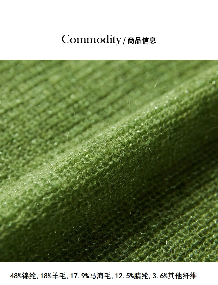 Áo len lông cừu Hopeshow nữ màu đỏ tay áo mùa thu 2019 mới bơ xanh lỏng áo len cổ tròn - Đan Cardigan