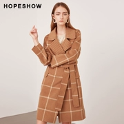 Hopeshow áo đỏ tay áo mới của phụ nữ kẻ sọc dài áo len hai mặt nữ - Áo len lót đôi