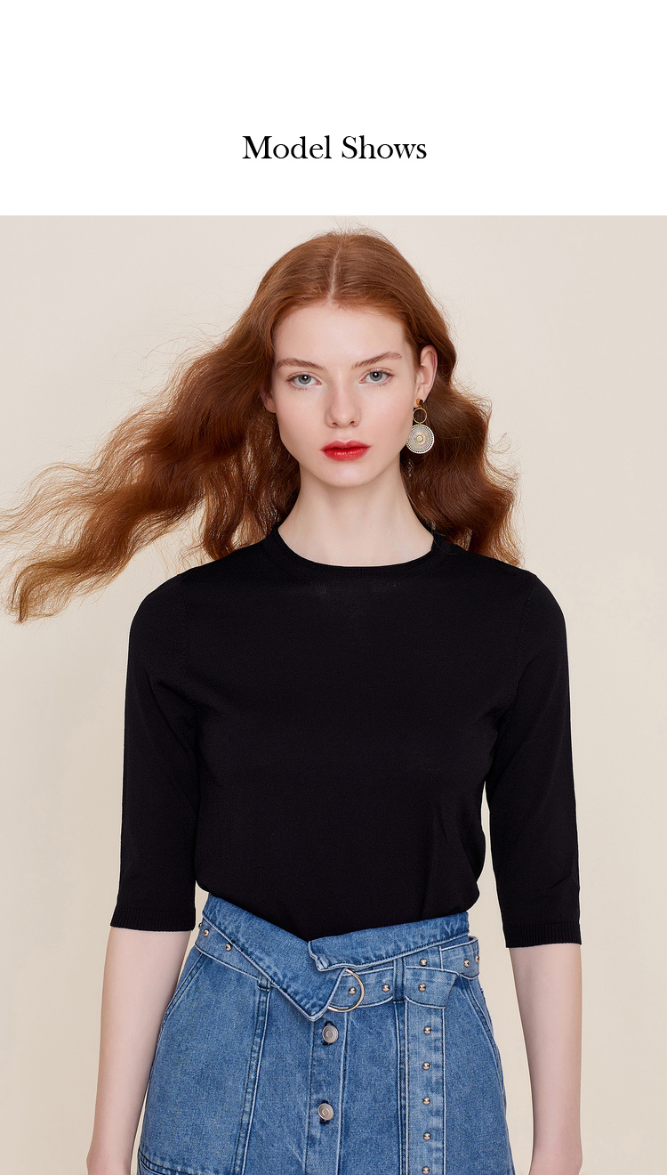 Áo len cổ lọ Hopeshow nữ màu đỏ mùa thu 2019 mới thời trang mới giảm béo áo thun đen cổ tròn áo len - Đan Cardigan áo cardigan nữ dáng dài