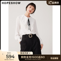 Red Sleeve Mall same hopeshow lady shirt 2022 fall womens lace panel doll collar streamer top