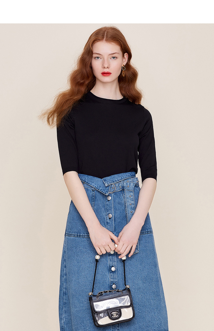 Áo len cổ lọ Hopeshow nữ màu đỏ mùa thu 2019 mới thời trang mới giảm béo áo thun đen cổ tròn áo len - Đan Cardigan áo cardigan nữ dáng dài