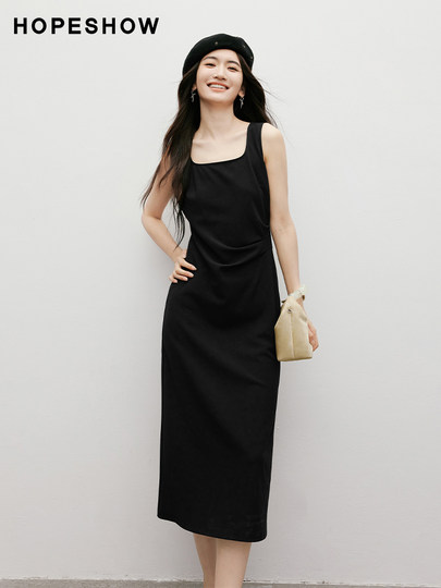 Weißes Kleid mit roten Ärmeln, französischem quadratischem Kragen, Frühjahr und Sommer 2025, neues dreidimensionales, plissiertes Taillenkleid mit leichter und reifer Weste für Damen