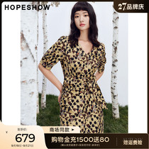 (V&A Museum co-brand) Red Sleeve Mall same dress 2022 autumn new womens puff sleeve print skirt