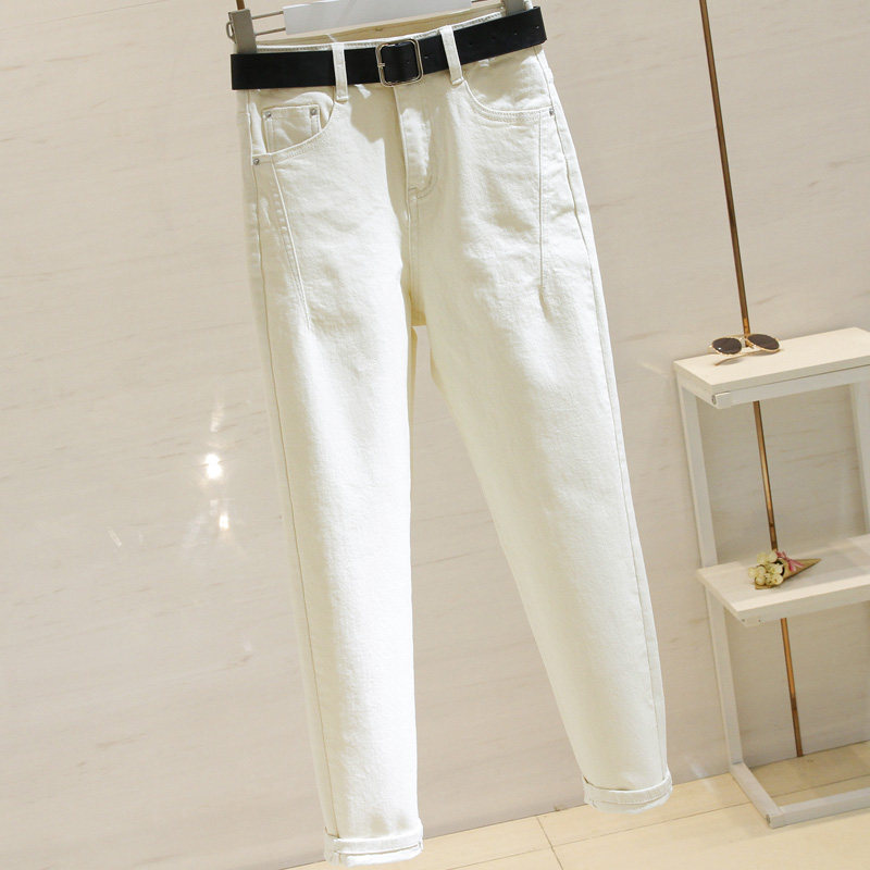 South Korea loose jeans women 2020 spring new high-waisted Korean version of thin straight Harun pants Diddy pants tide