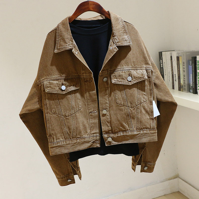 South Korea retro cowboy coat female spring relaxed short short, slim small jean coat