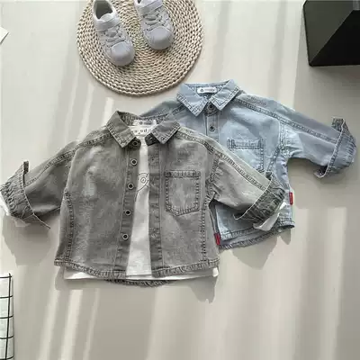 Autumn boys soft denim shirt spring and autumn Korean baby autumn coat boys and children long sleeve shirt coat