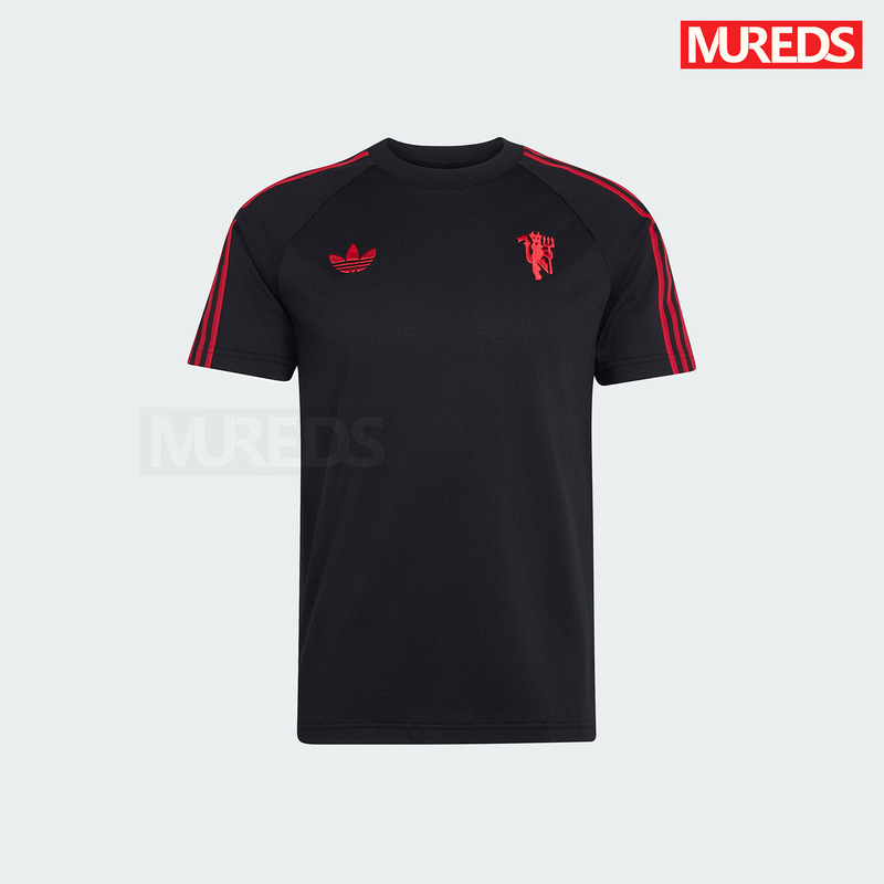 Manchester United Official Authentic Adidas Football Casual Culture Red Devils Retro Slim-Fit Short-Sleeved T-Shirt Ky9471