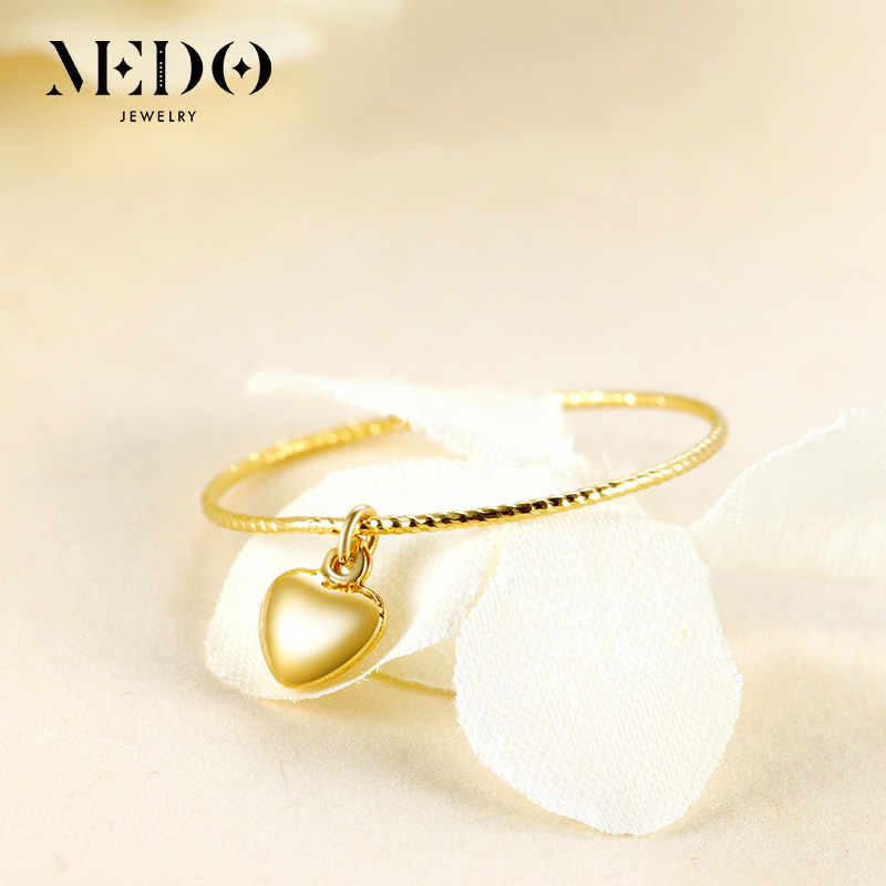 18K gold ring love pendant car flower thin ring ring index finger simple joint ring female tail ring pinky Japan and South Korea