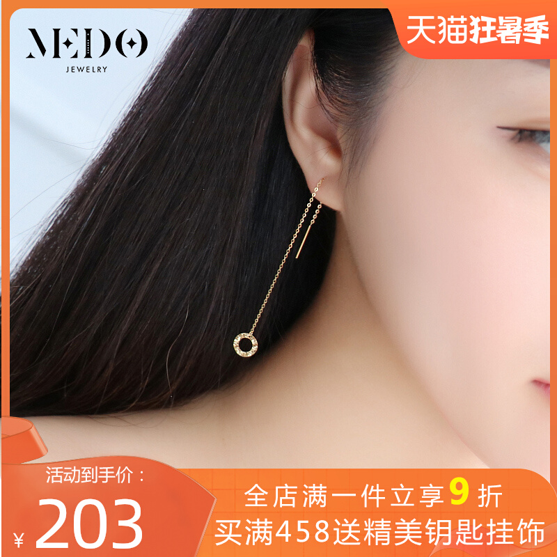 18K gold color gold ear wire women's rose gold tassel earrings gold car flower ring earrings long pendant earrings