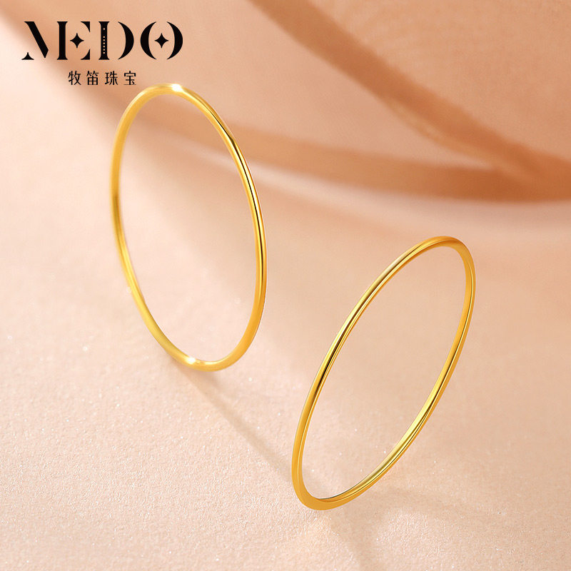 18K Gold Ring Female Aperture Thin Finger Ring Japanese and Korean Simple Index Finger Ring Finger Knuckle Ring Tail Ring Little Finger
