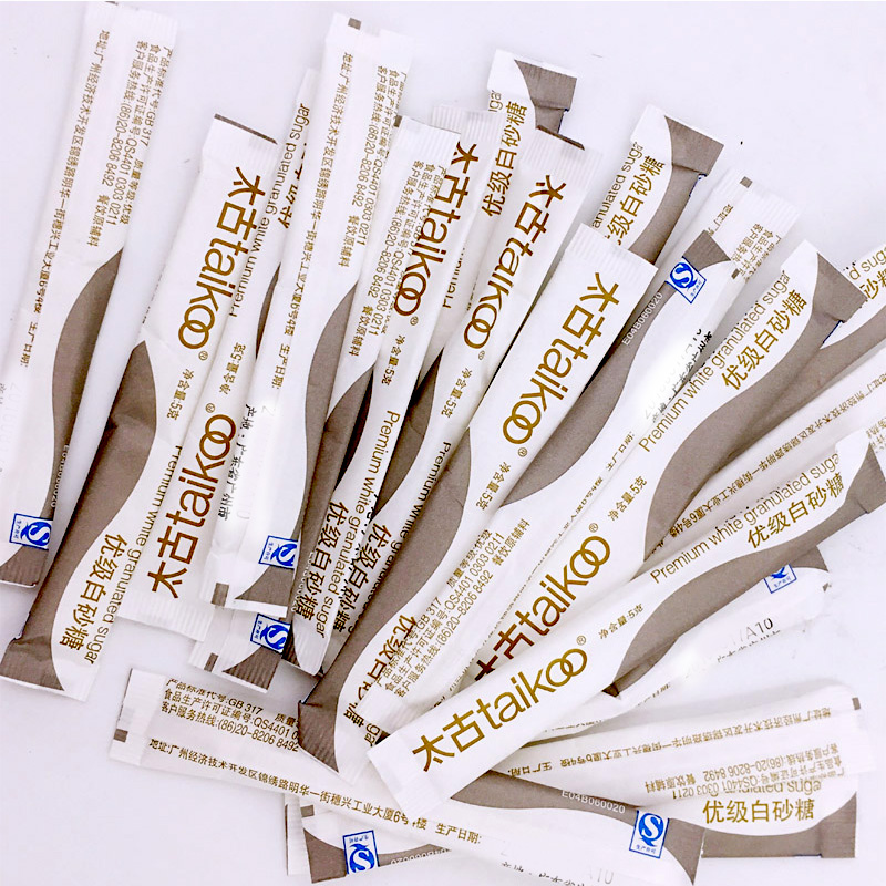 Taikoo Premium White Sugar Bar Coffee with White Sugar Packing Sugar Companion 5gX50 Sticks