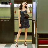 Krazy Свежие комфортные джинсовые комбинированные подтяжки, платье, цветочный принт