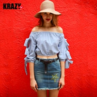 Krazy Приталенная джинсовая юбка, с вышивкой, облегающий крой