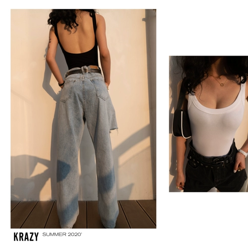 Krazy Майка топ, боди без рукавов, в обтяжку, с открытой спиной, с рукавом