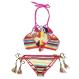 Krazy Радужный трикотажный купальник с кисточками, комплект