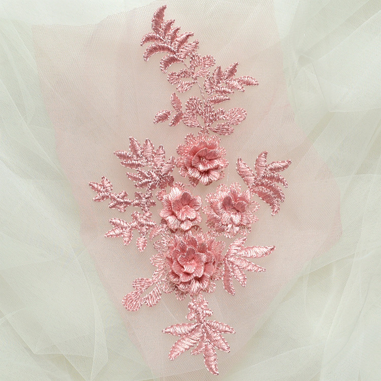 Handgefertigte Perlen 3D Hochzeitskleid-Applikation, DIY Braut-Kopfschmuck, Elfenbeinweißer Spitzenkragen, Stoff-Patch, RS1167, 10 Stück – Detail 19