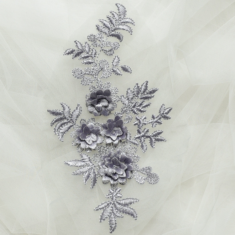 Handgefertigte Perlen 3D Hochzeitskleid-Applikation, DIY Braut-Kopfschmuck, Elfenbeinweißer Spitzenkragen, Stoff-Patch, RS1167, 10 Stück – Detail 20