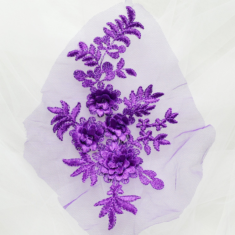 Handgefertigte Perlen 3D Hochzeitskleid-Applikation, DIY Braut-Kopfschmuck, Elfenbeinweißer Spitzenkragen, Stoff-Patch, RS1167, 10 Stück – Detail 15