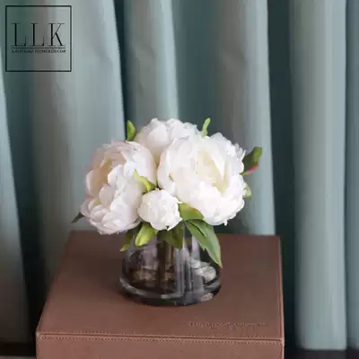 ladylike Simple Nordic decorative flower peony simulation flower set Living room decoration Bedroom bed cabinet decoration