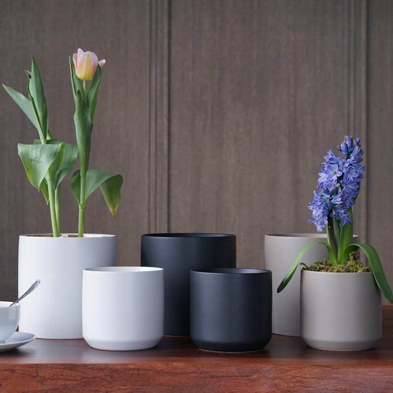 ladylike fresh and simple simulation flower green plant potted Nordic flower pot ceramic pot white household indoor extra large