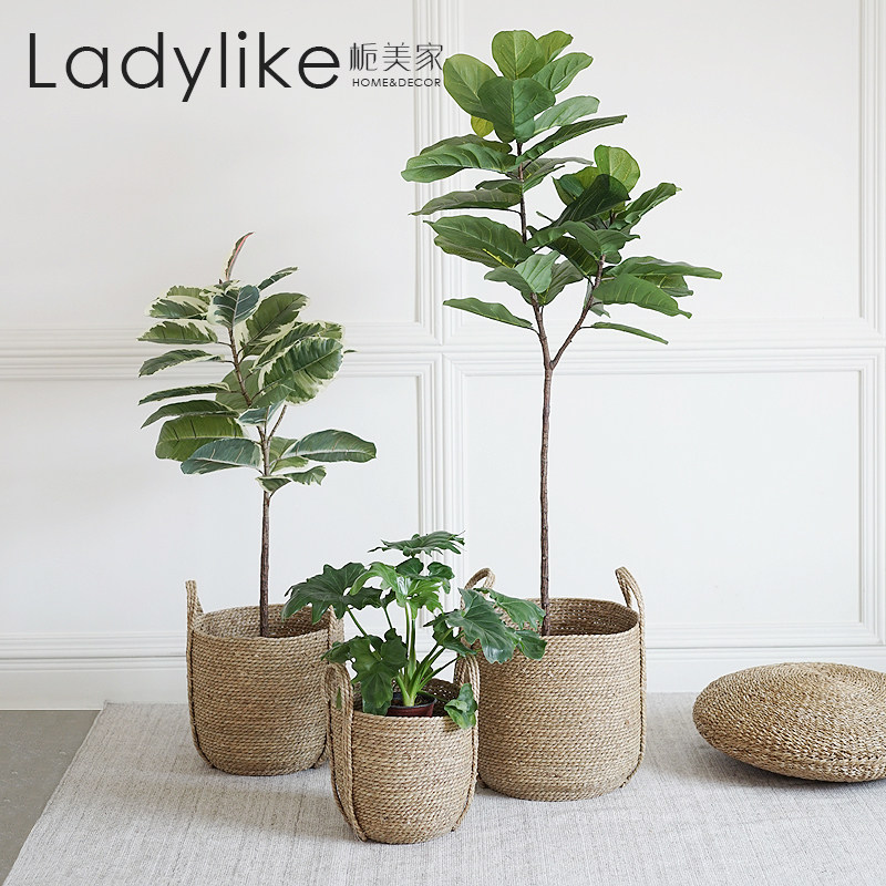 Ladylike Gardenia beauty Home Grass Woven Basket Dirty Coat Containing Basket Toy Containing basket Basket Clothing Basket-Taobao