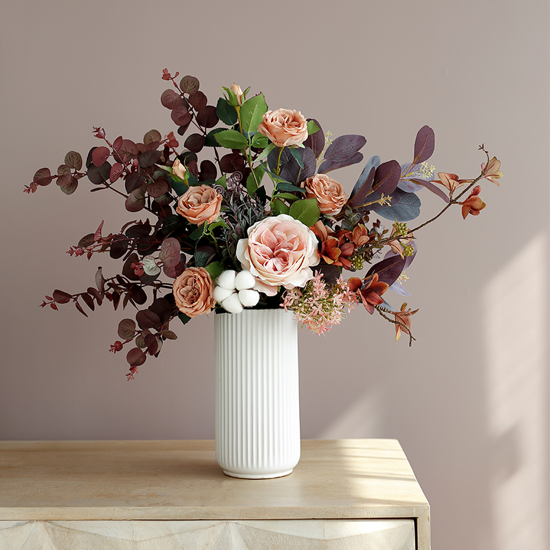 ladylike retro lunar quarter rose-like board room table flower fake flower pendulum pieces living-room dry flower bouquet-Taobao