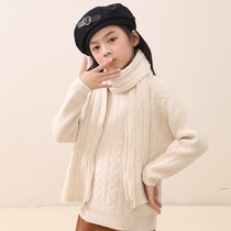 Korean version of universal cable tie for boys and girls versatile student winter new pure cashmere childrens scarf long fashionable scarf