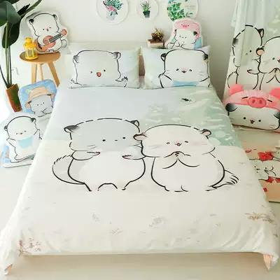 Four-piece lovely cotton four-piece bed linen quilt cover double bed supplies single bed student quilt dormitory